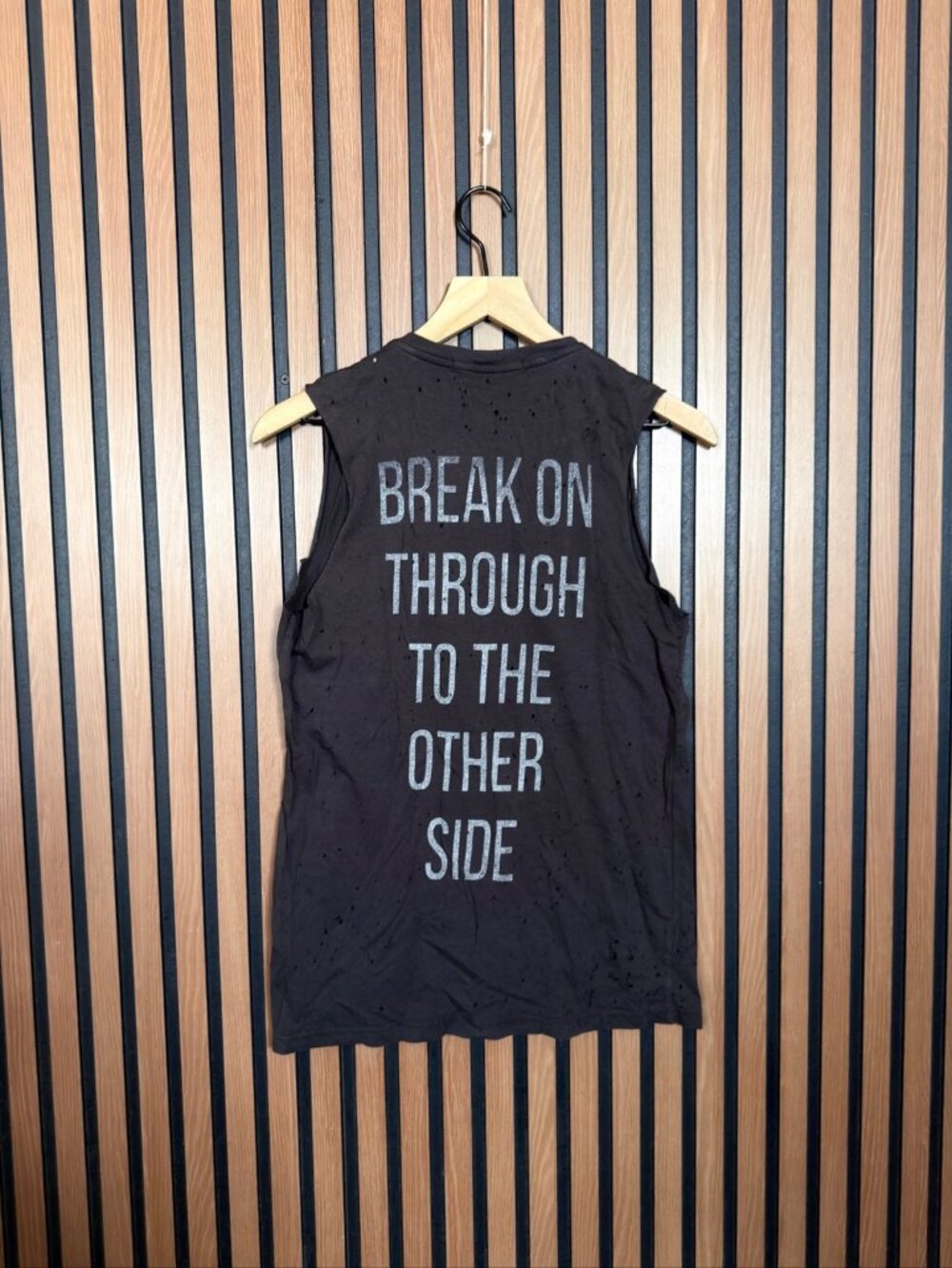 Daydreamer Muscle Shirt Small Gray Frayed Jim Morrison The Doors Pinhole - Picture 2 of 6